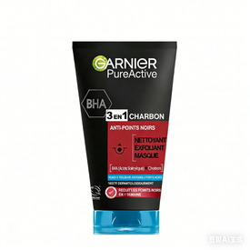 Garnier SkinActive - Nettoyant 3 en 1 Charbon Anti-Points Noirs 150 ml - lot de 3
