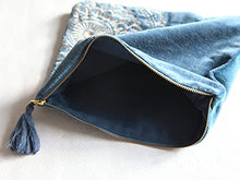 Charger l'image dans la galerie, Trousse Maquillage en Velours pour rangezr cosmétiques - 26*20 cm - Bleu