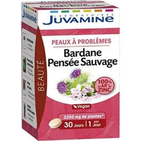 Juvamine - Bardane Pensée Sauvage - Peaux à Problèmes, 30 Comprimés - Nature Linking