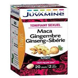 Juvamine TONIFIANT SEXUEL - MACA GINSENG GINGEMBRE, 40 comprimés - Nature Linking