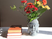 Charger l'image dans la galerie, Cache-pot tête de bouddha en céramique couleur bleu- hauteur 20CM